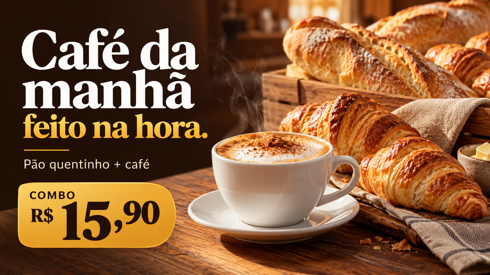 Padaria: combo de café da manhã.