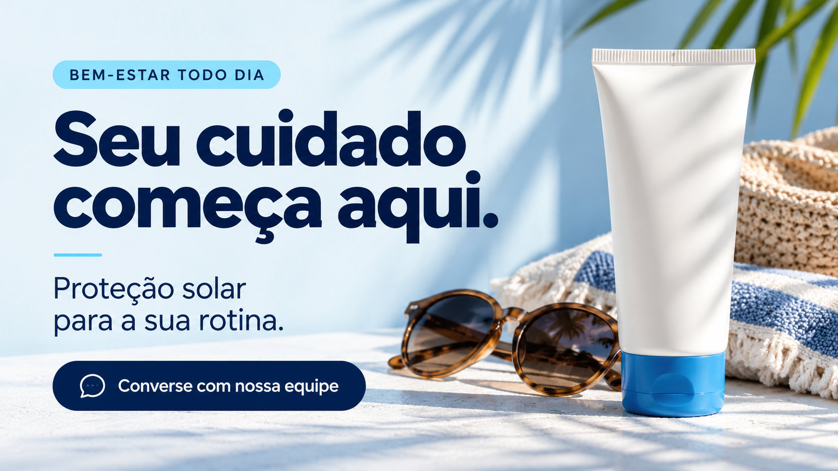 Farmácia: campanha de cuidados e proteção solar.
